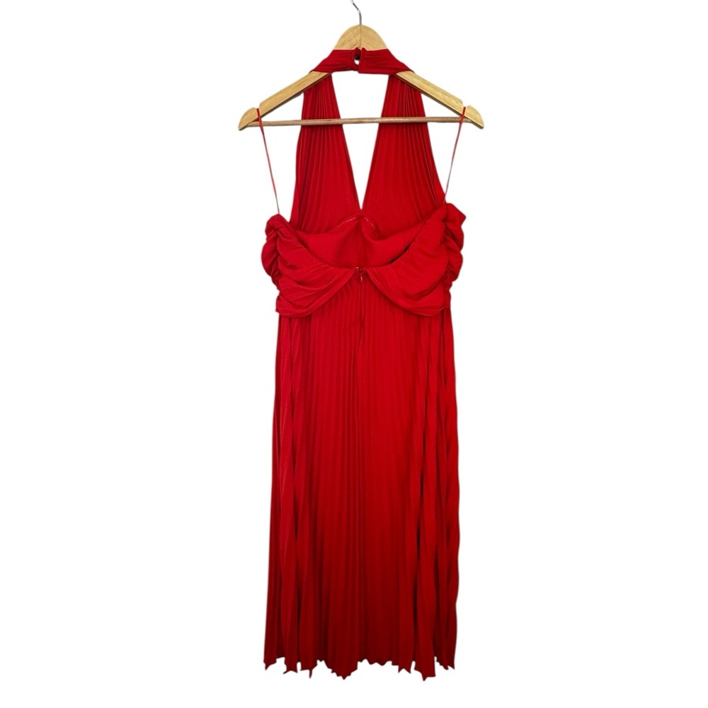 NWT REISS Roya Pleated Halter Dress Red 6 - Picture 10 of 14